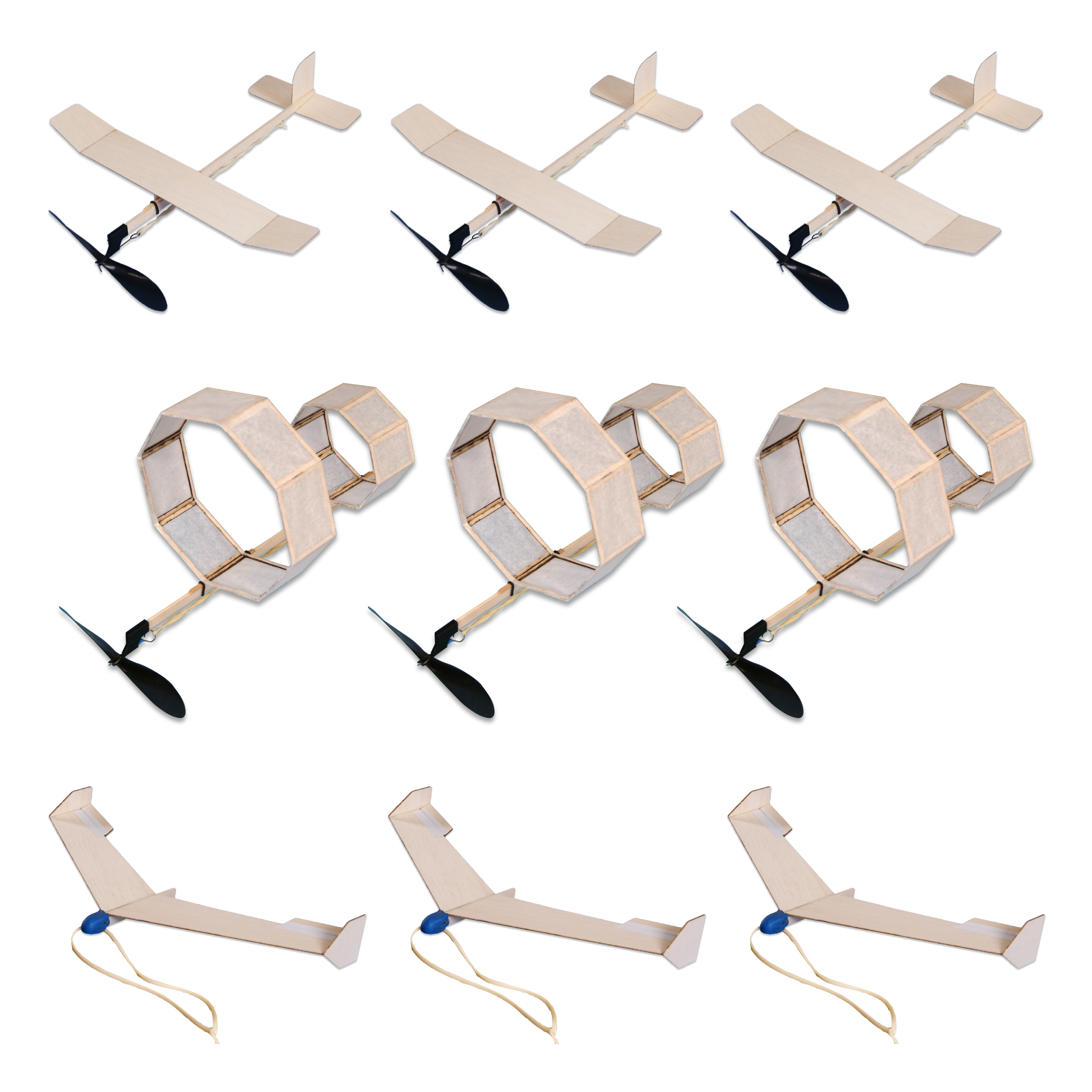 Fundamentals of Flight Beginner's Bundle | 9x Balsa Rubber Powered Model Aircraft